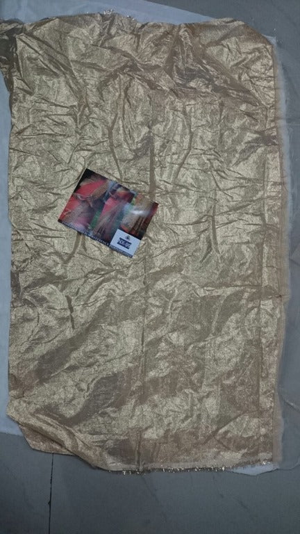 Mahaveer Designer embroidered orange and cream half half saree