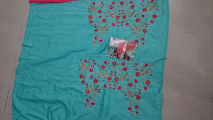 Mahaveer Designer embroidered red saree