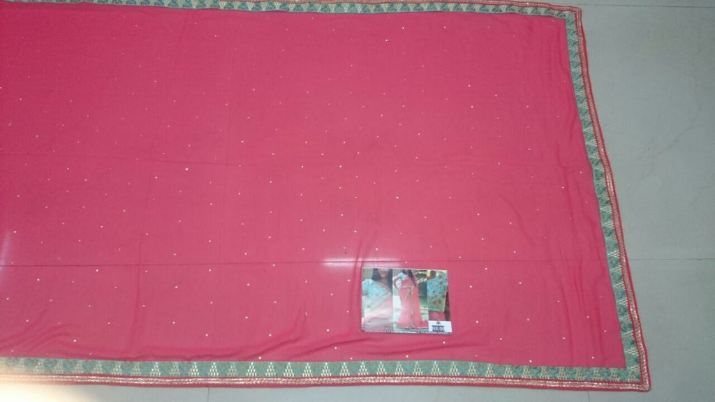 Mahaveer Designer embroidered red saree