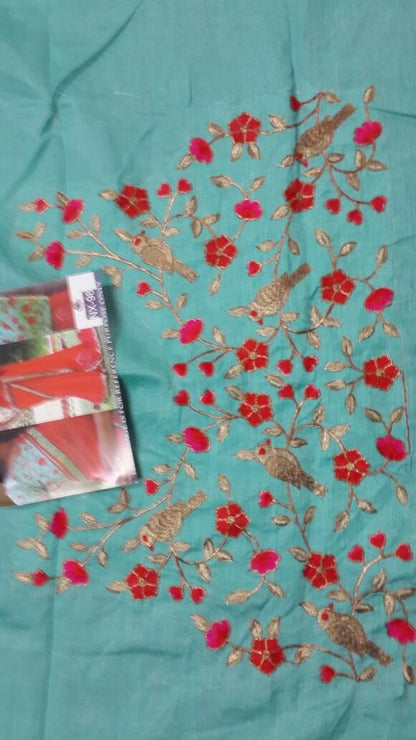 Mahaveer Designer embroidered red saree