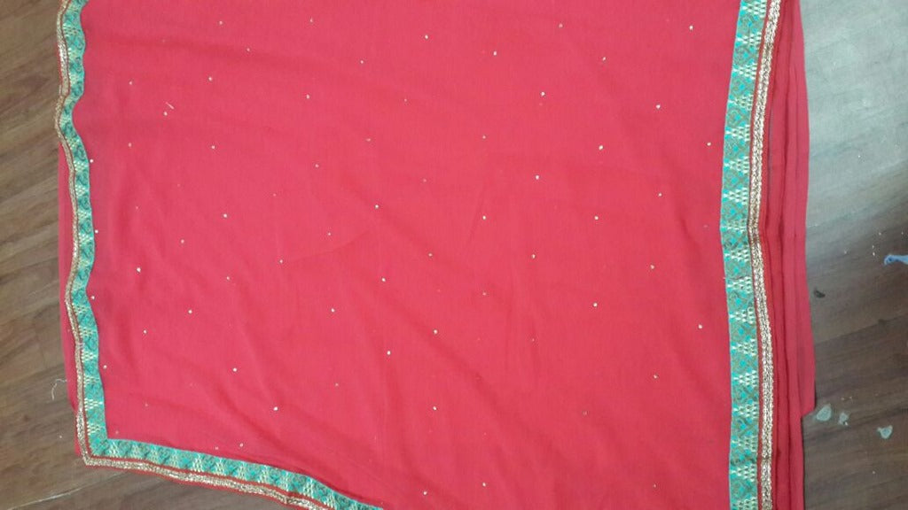 Mahaveer Designer embroidered red saree