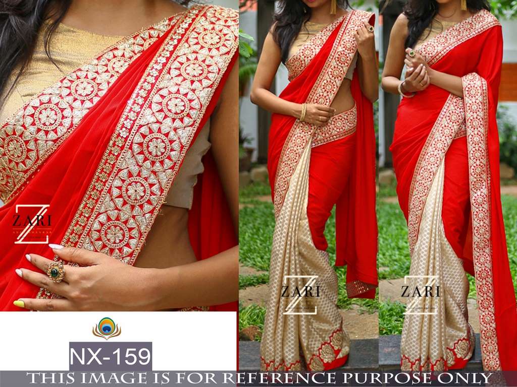 Mahaveer designer embroidered red wedding saree