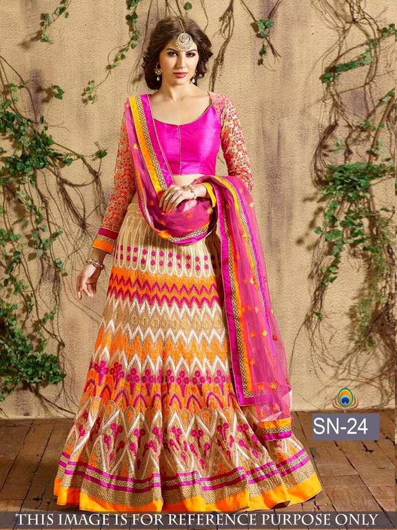 mahaveer designer multicolor embroidered lehenga