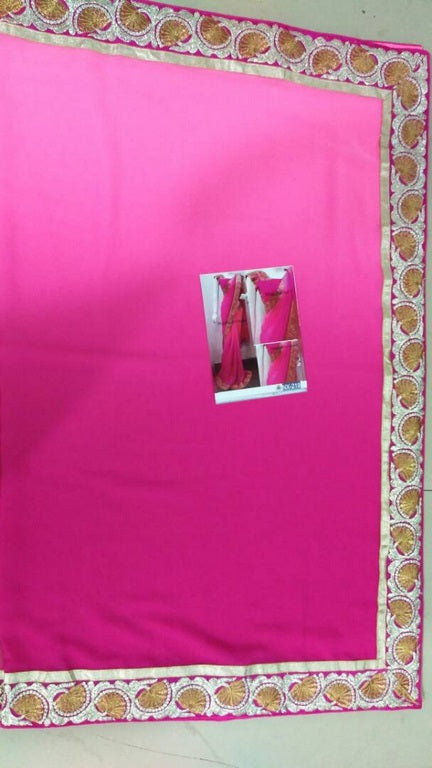 Mahaveer designer partywear pink saree