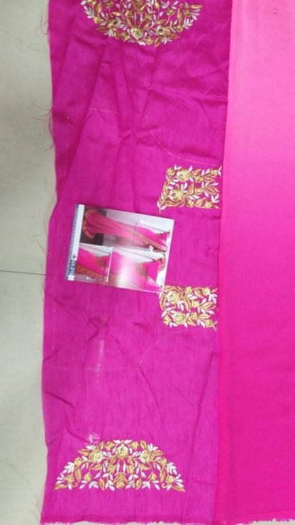 Mahaveer designer partywear pink saree