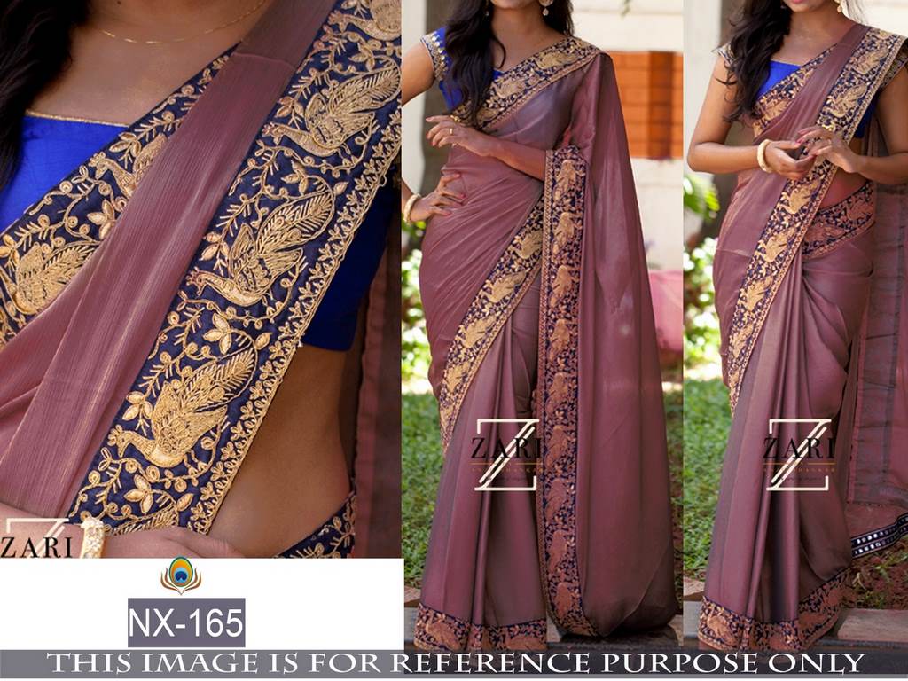 Mahaveer embroidered purple saree