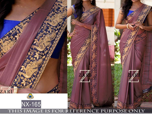 Mahaveer embroidered purple saree
