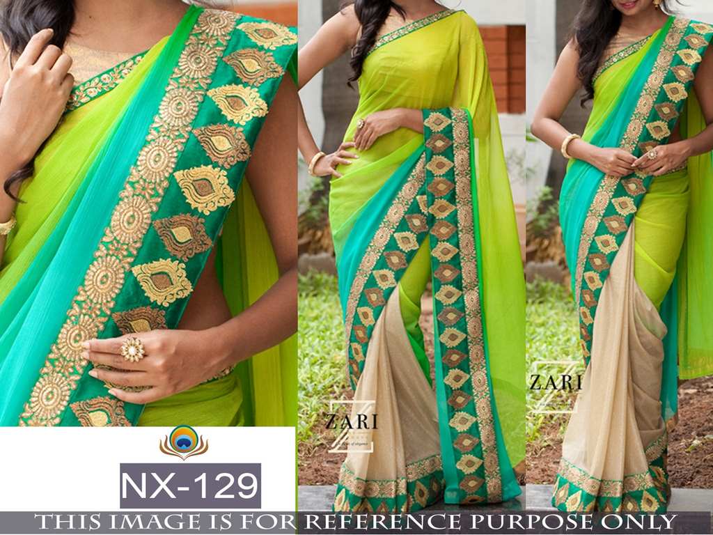 Mahaveer Gorgeous embroidered multi shaded saree