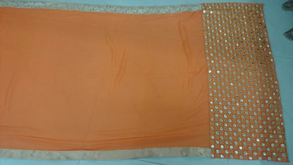mahaveer orange ceremonial embroidered saree