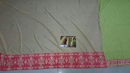 mahaveer parrot green ceremonial embroidered saree