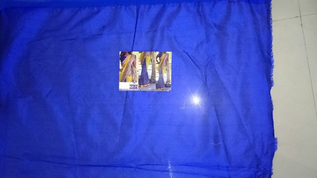 mahaveer yellow and blue half half embroidered saree