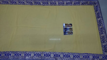 mahaveer yellow and blue half half embroidered saree