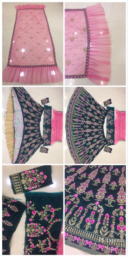 makhmal silk heavy embroidered bridal wedding lehenga