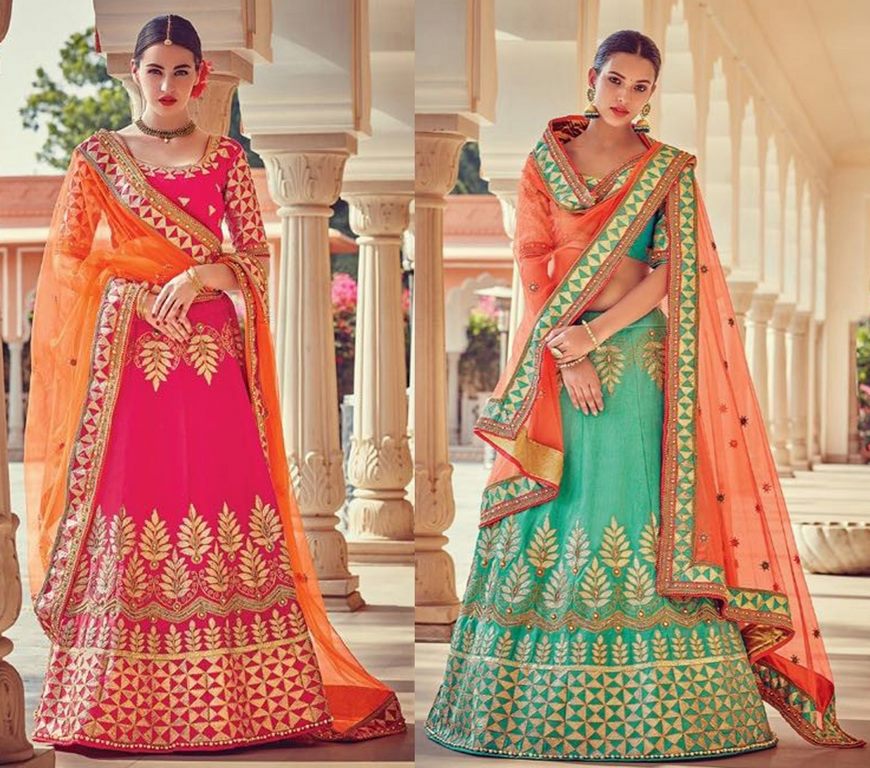 Malbari silk heavy embroidered wedding lehenga