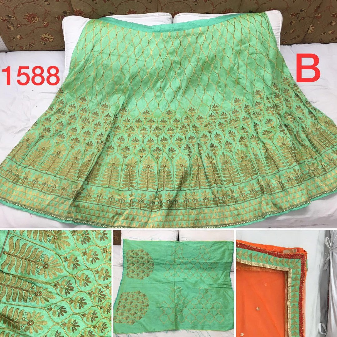 Malbari silk heavy embroidered wedding lehenga