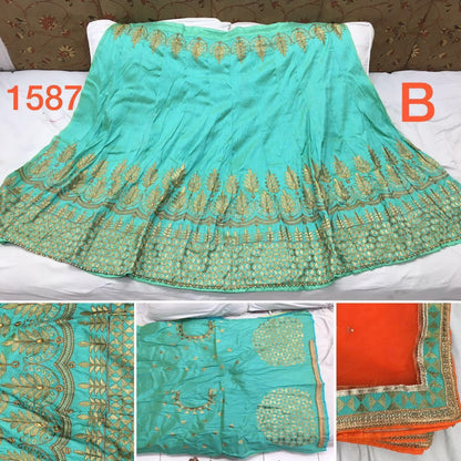 Malbari silk heavy embroidered wedding lehenga