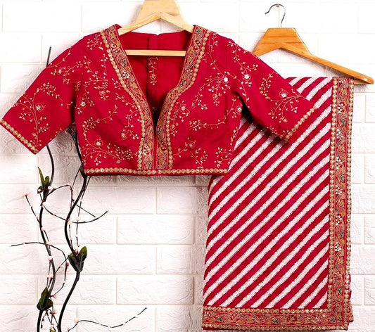 Maroon chinon silk digital printed sequence work saree