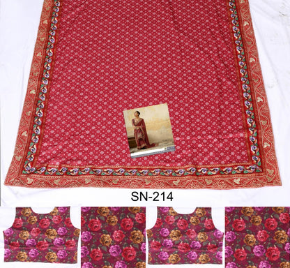 Maroon chinon silk printed designer wedding saree