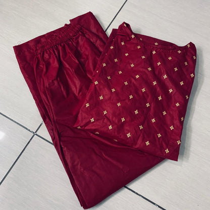 Maroon embroidered cotton plazzo kurti
