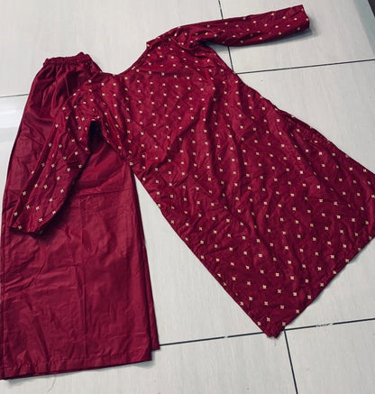 Maroon embroidered cotton plazzo kurti