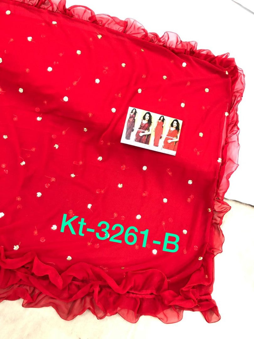 maroon georgette beautiful zari threadwork butti partywear saree