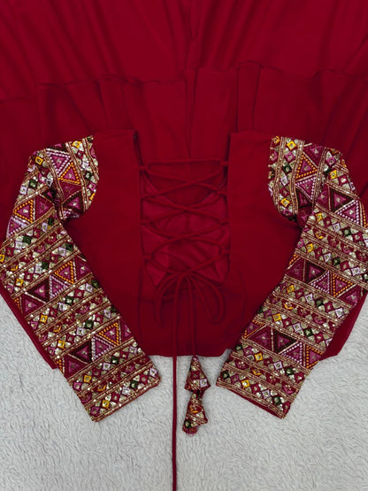 Maroon georgette designer plazzo suit
