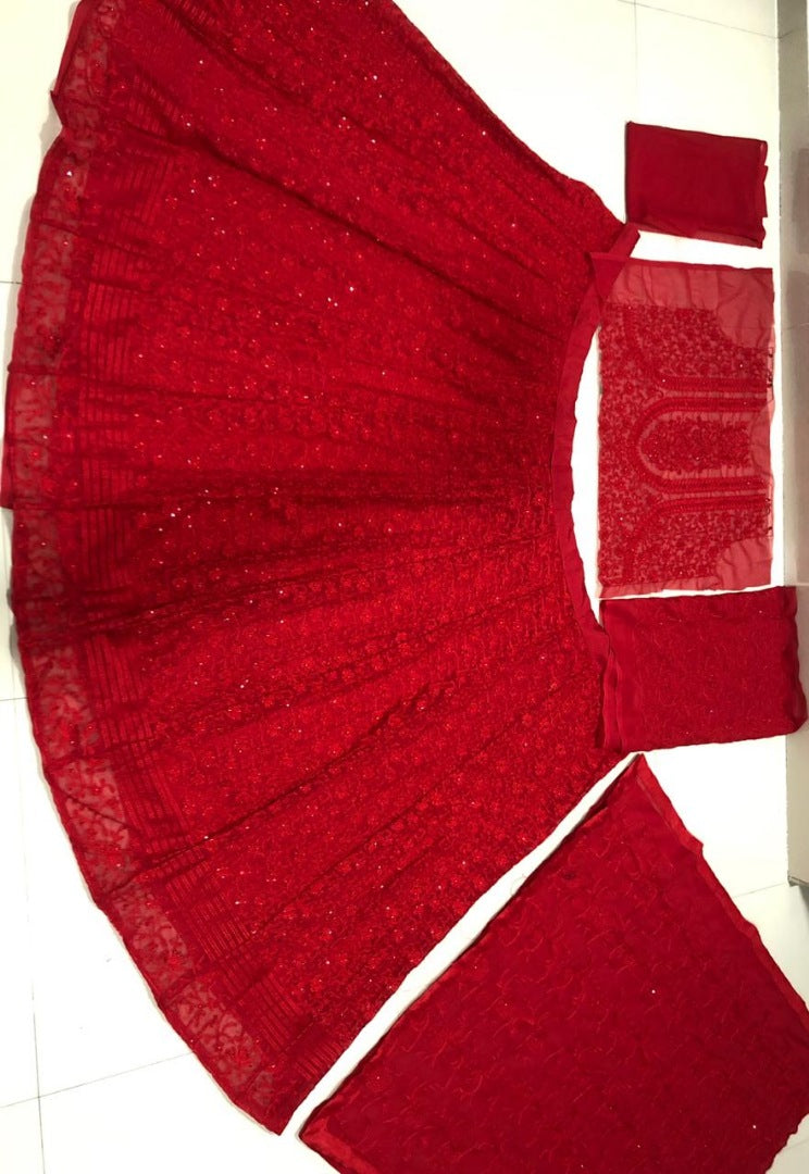 maroon georgette heavy embroidered and stone work wedding lehenga choli