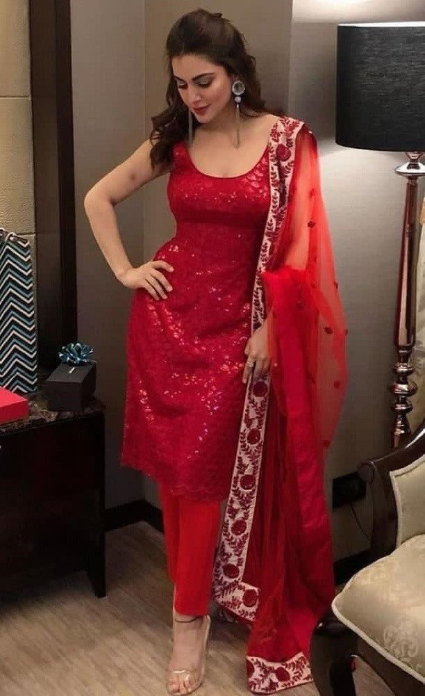 Maroon georgette sequence work salwar suit