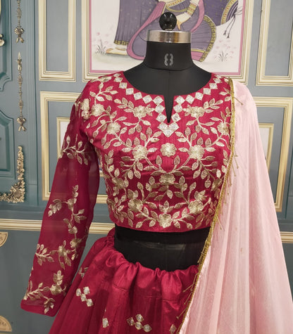 Maroon heavy embroidered wedding lehenga choli