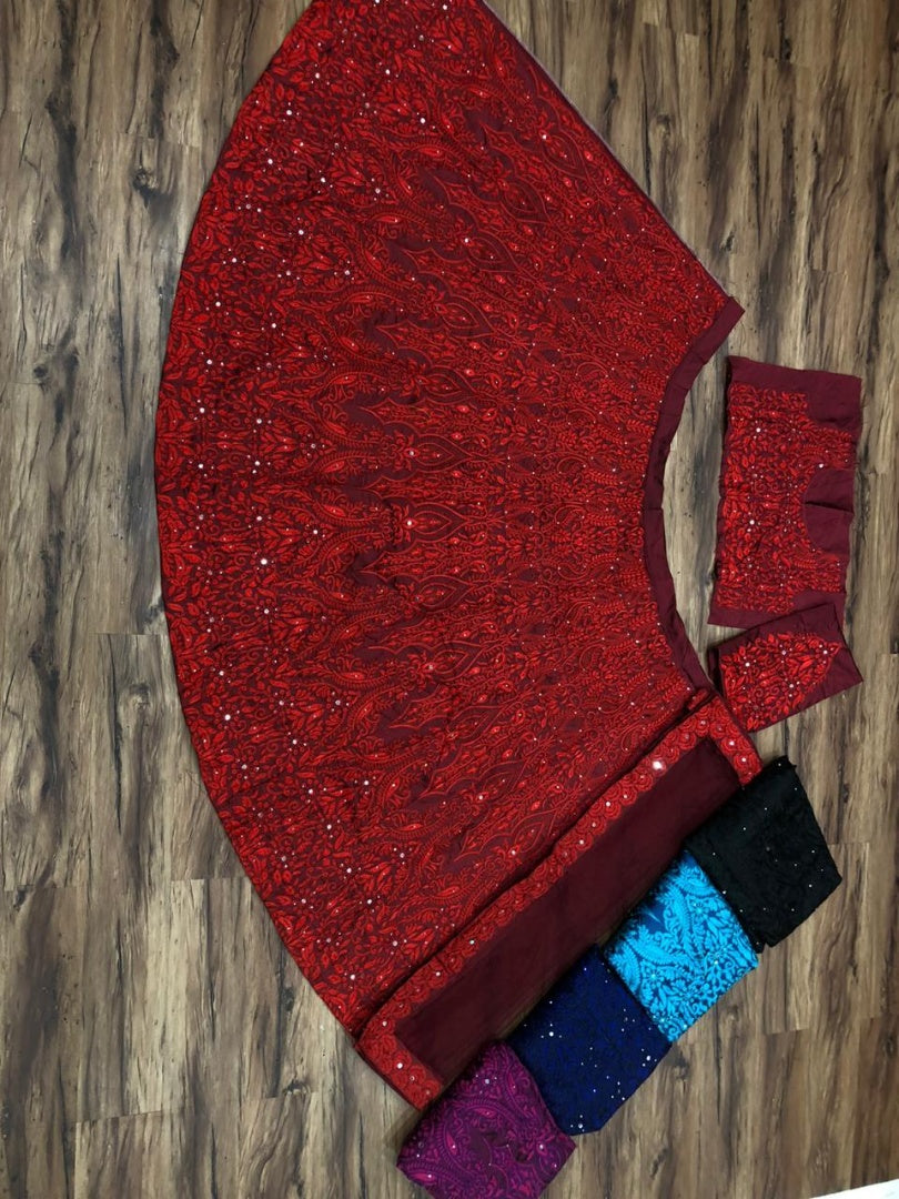 Maroon heavy embroidered wedding lehenga choli