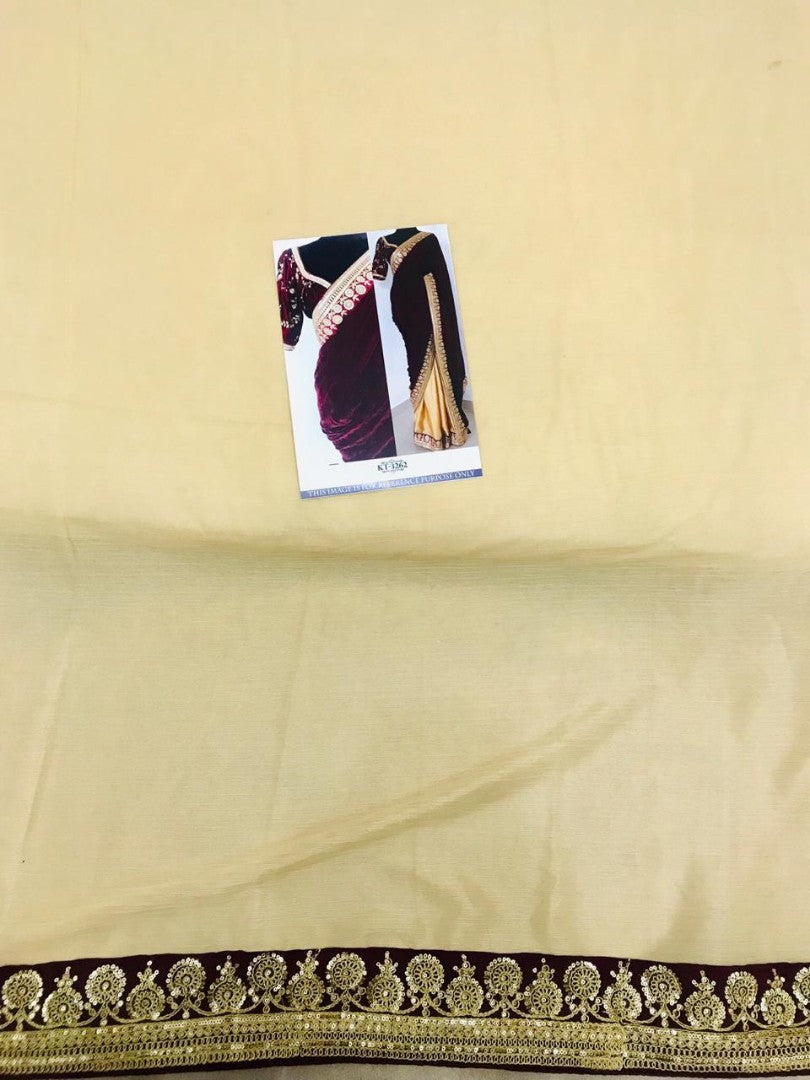 Maroon heavy velvet embroidered wedding saree