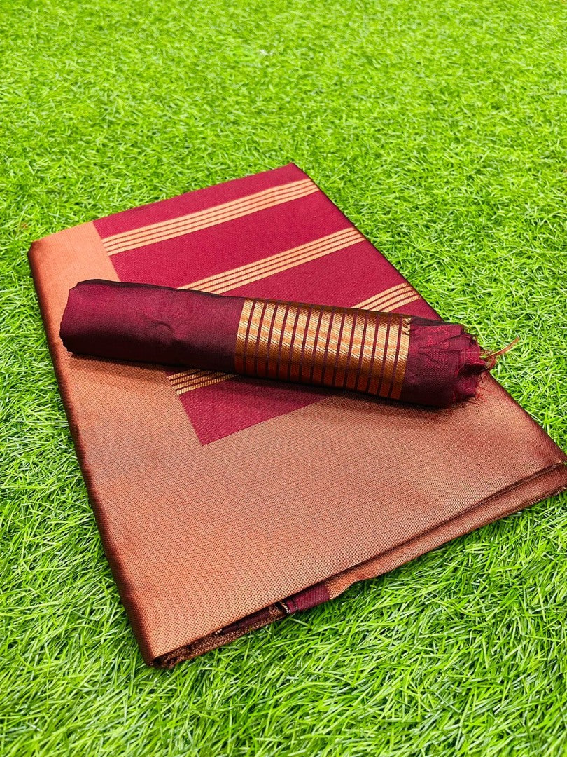 Maroon jacquard weaving banarasi saree for wedding