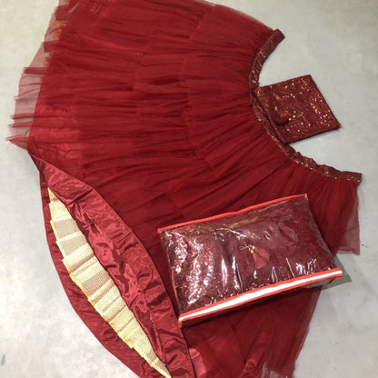 Maroon net sequence embroidery party wear lehenga choli