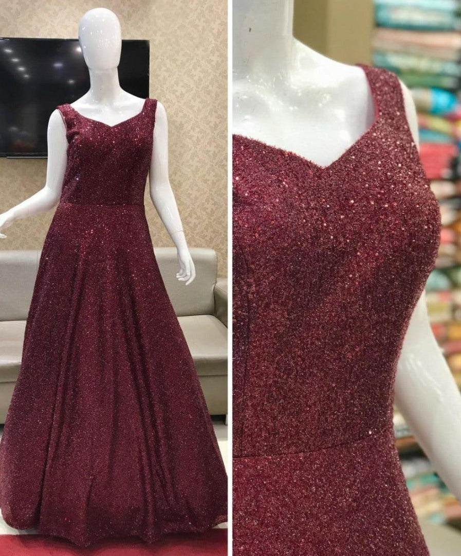 Maroon partywear gown