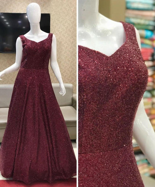 Maroon partywear gown