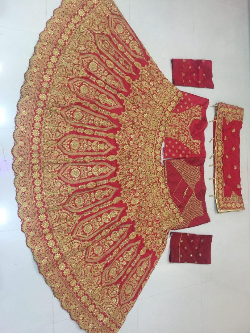 Maroon phantom silk heavy embroidered bridal lehenga