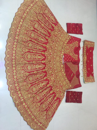 Maroon phantom silk heavy embroidered bridal lehenga