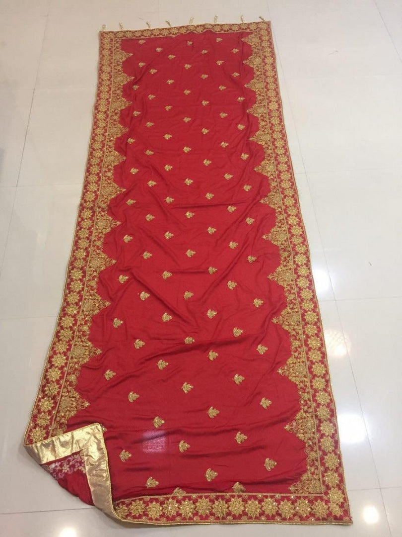 Maroon phantom silk heavy embroidered bridal lehenga