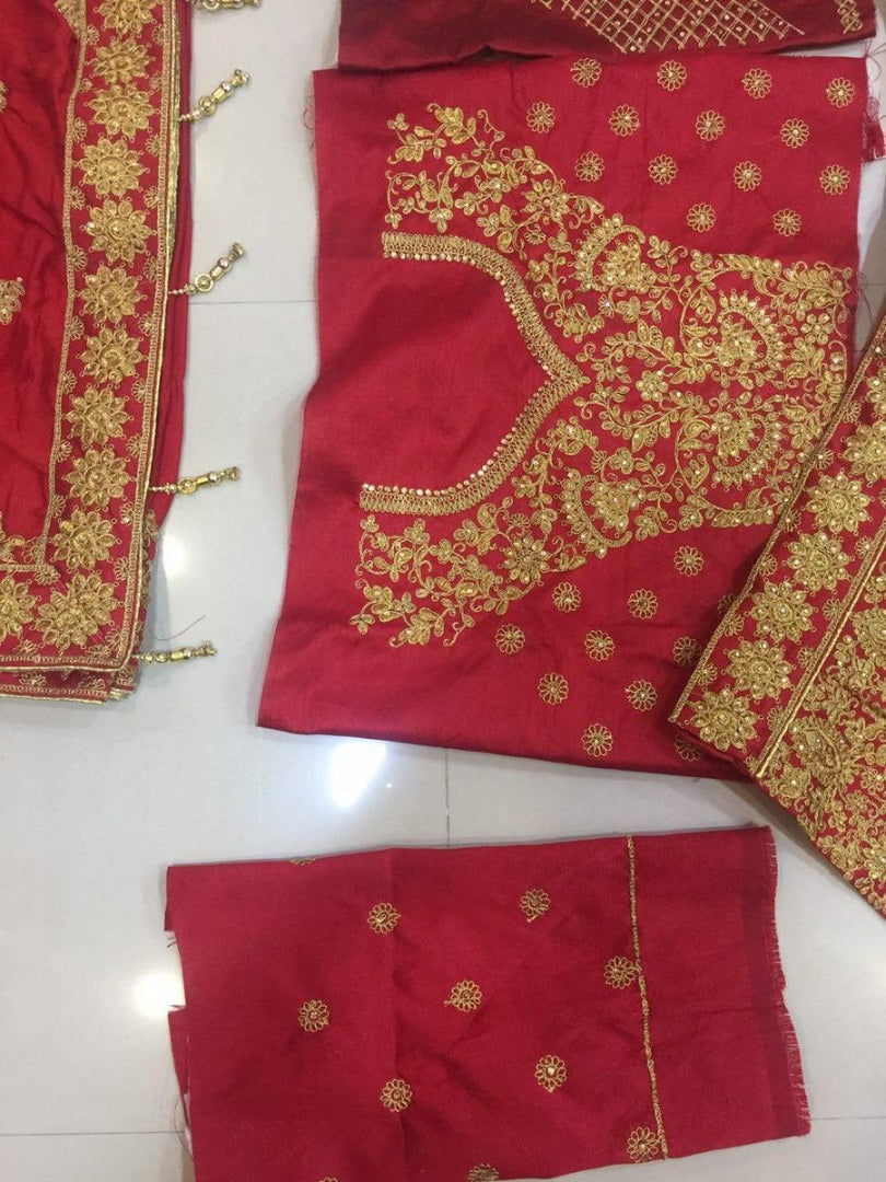 Maroon phantom silk heavy embroidered bridal lehenga