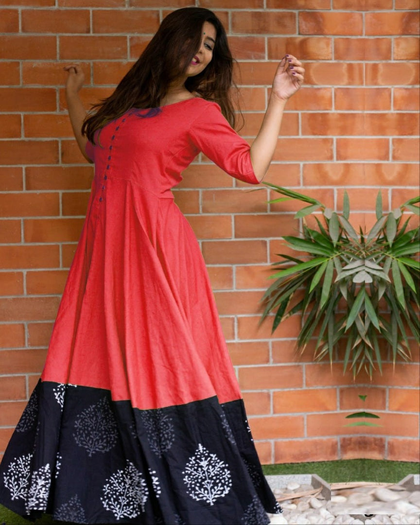 maroon rayon long gown