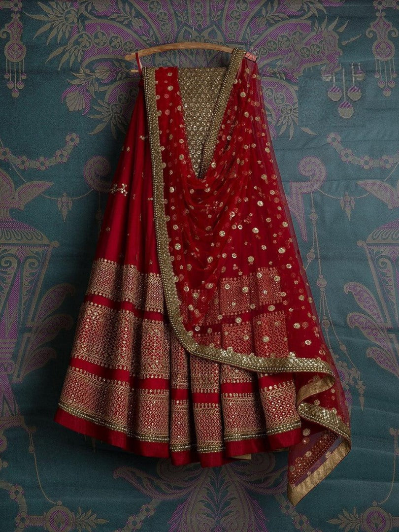 Maroon sequence embroidered wedding lehenga choli