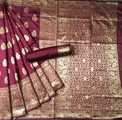 Maroon silk saree