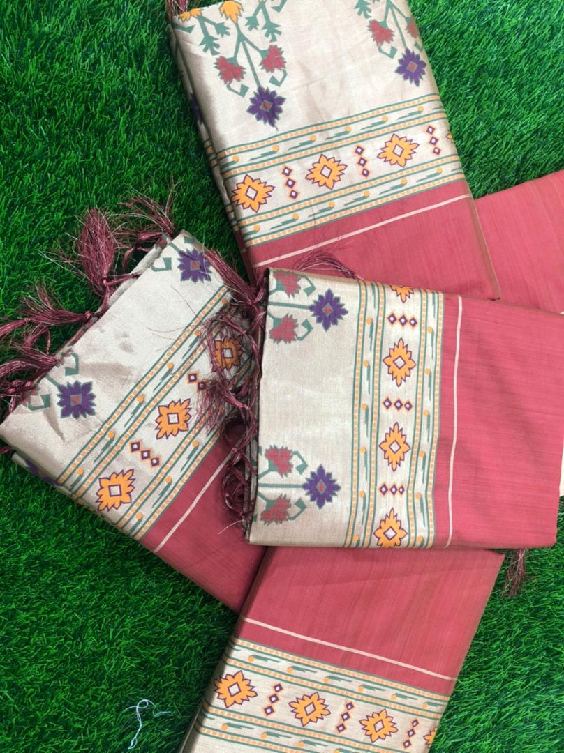 Maroon two ton silk zari jacquard weaving work saree