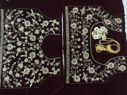 Maroon velvet heavy bridal lehenga choli