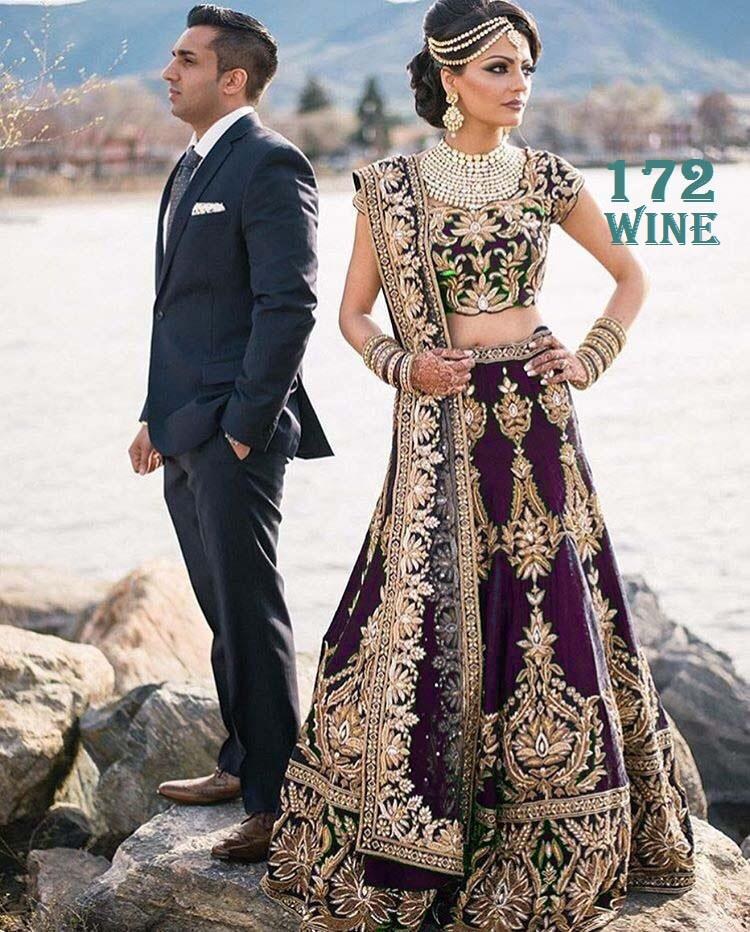 Maroon velvet heavy embroidered bridal lehenga choli
