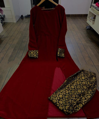 Maroon velvet suit