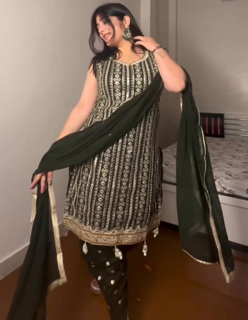 Mehendi green punjabi dhoti suit
