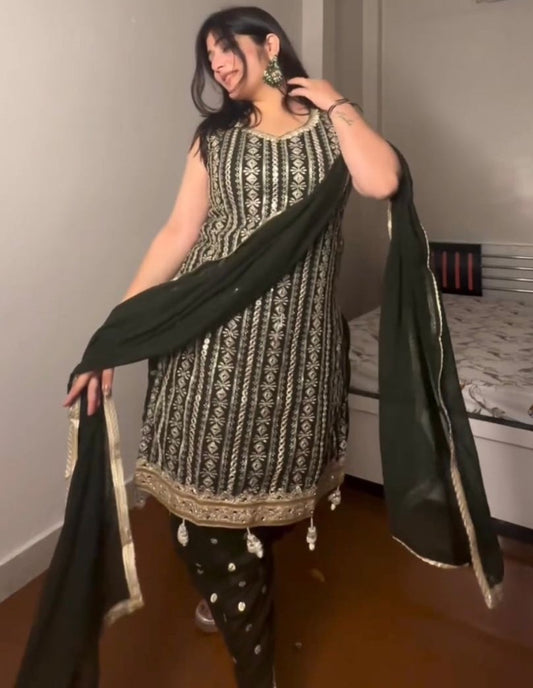 Mehendi green punjabi dhoti suit