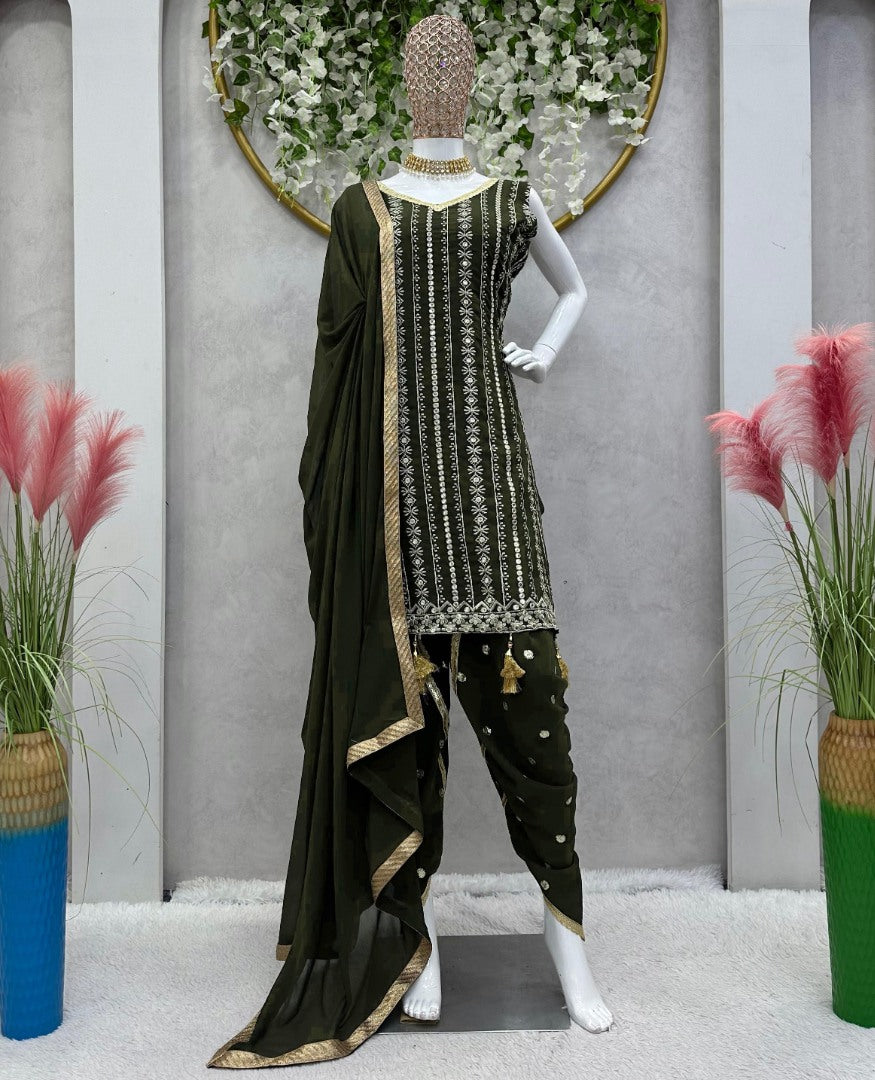 Mehendi green punjabi dhoti suit