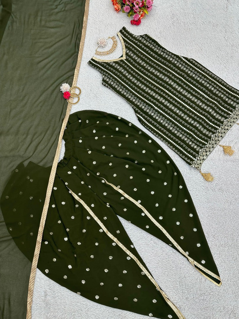 Mehendi green punjabi dhoti suit